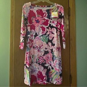 Lilly Pulitzer Sophie dress size small floral tipping point navy UPF 50+ NWT